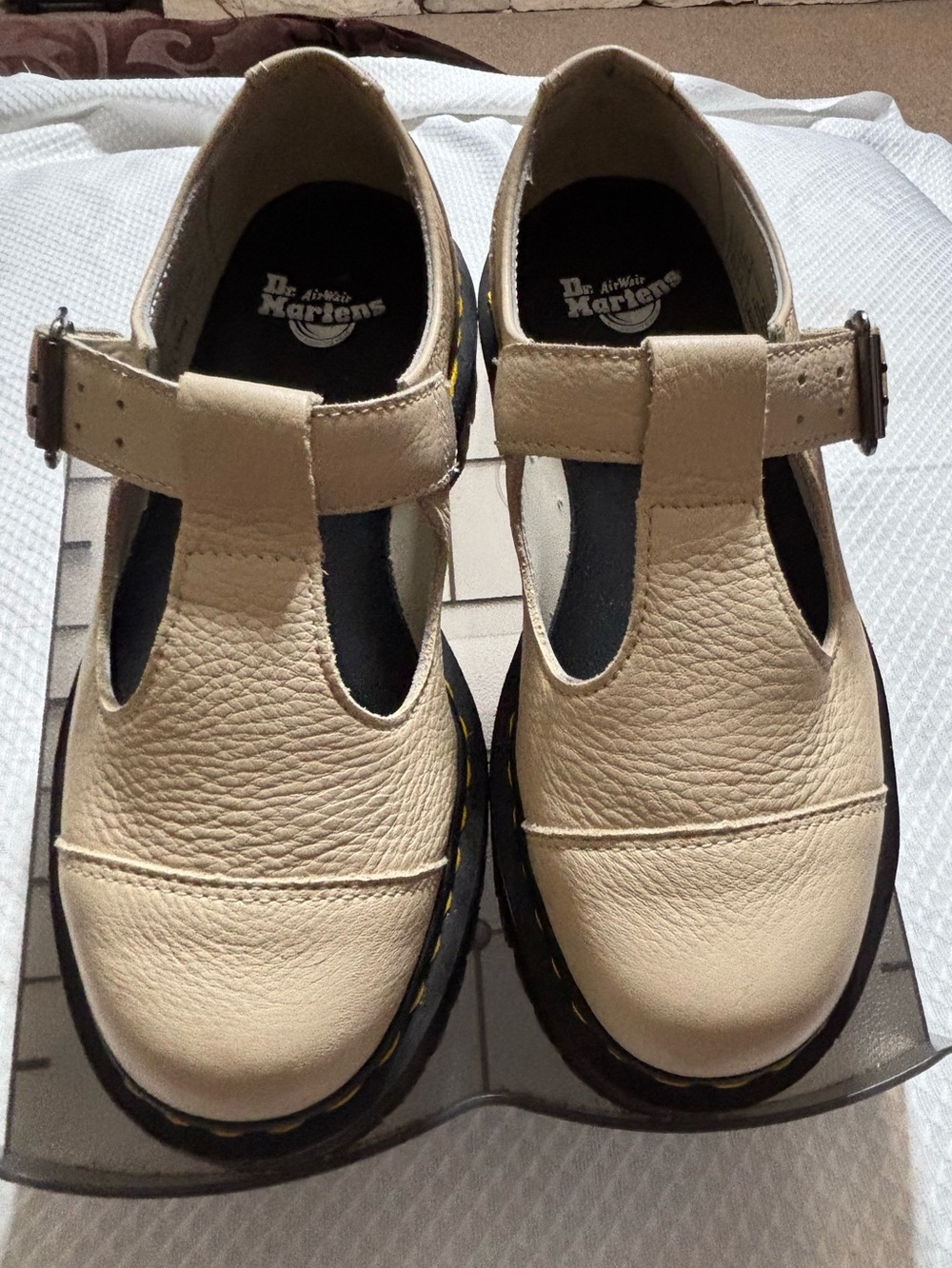 Dr. Martens Women's Beige Mary Jane Platform Shoe - Picture 10 of 11